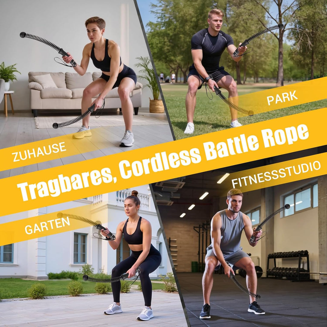 Ropeless Battle Ropes, Battle Rope Ohne Seil mit Tragetasche & Übungsanleitung, Gewichtete Trainings