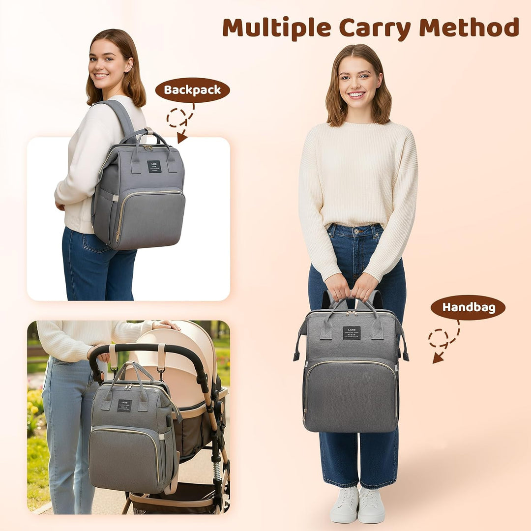 Wickelrucksack für Babys, 35L grosse Kapazität, Mutterschaftstasche, Reisetasche mit tragbarem Babyb