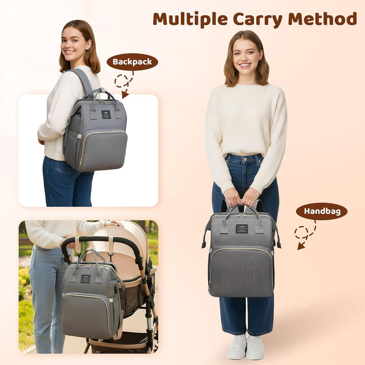 Wickelrucksack für Babys, 35L grosse Kapazität, Mutterschaftstasche, Reisetasche mit tragbarem Babyb