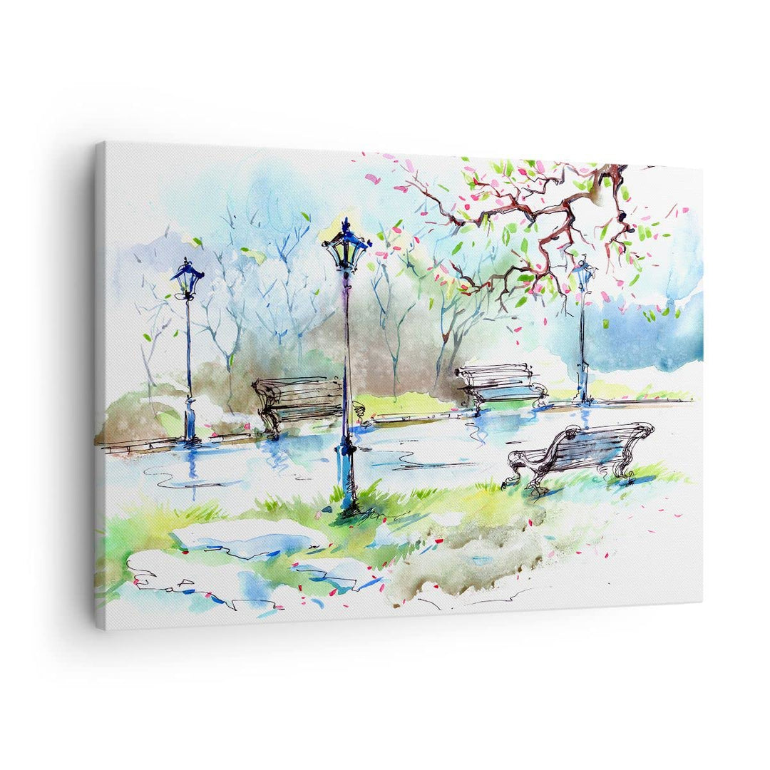 Bilder auf Leinwand Path urban Park Landschaft Leinwandbild 70x50cm Wandbilder Dekoration Wohnzimmer