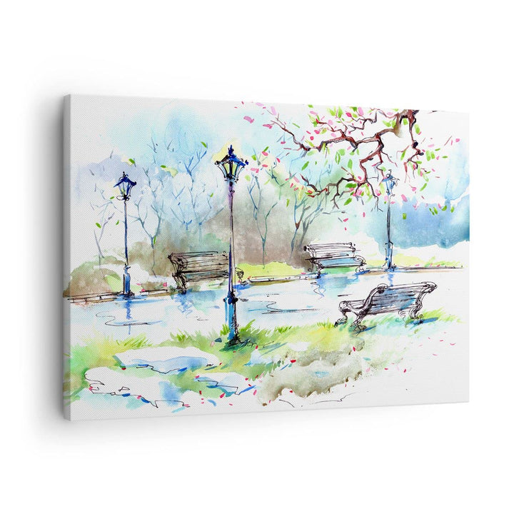 Bilder auf Leinwand Path urban Park Landschaft Leinwandbild 70x50cm Wandbilder Dekoration Wohnzimmer