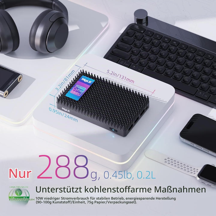 MeLE Cyber X1 Lüfterloser Mini PC 16GB DDR4 512GB ROM Micro PC Twin Lake N150(bis zu 3.6GHz) USB-C 2