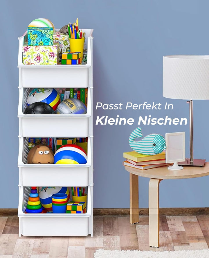 Skywin TidyFriend Stapelbare Aufbewahrungsboxen 4er-Set – Offene Front Organizer für Küche & Vorrats