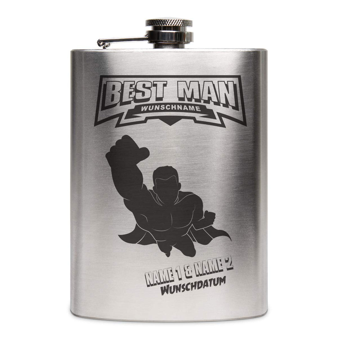 Flachmann Edelstahl 237 ml 8 oz individuelle Gravur Geschenk - Best Man, Best Man