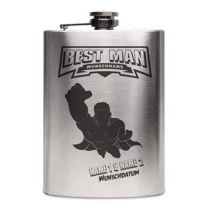 Flachmann Edelstahl 237 ml 8 oz individuelle Gravur Geschenk - Best Man, Best Man