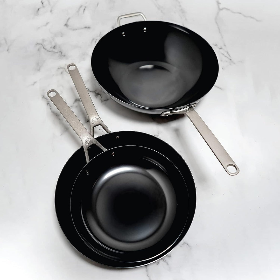 SAVEUR SELECTS Nitri-Black Wok aus Karbonstahl, natürlich antihaftbeschichtet, 35 cm, für Induktions