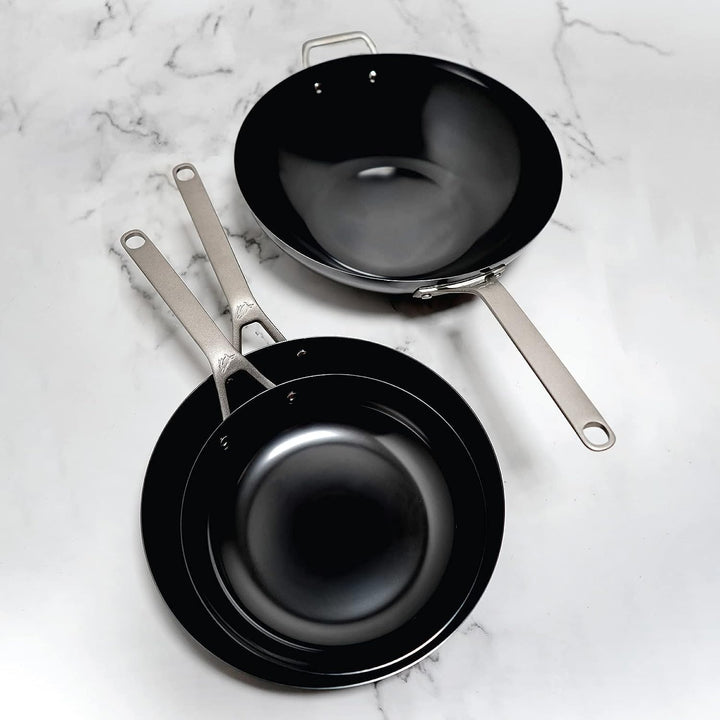 SAVEUR SELECTS Nitri-Black Wok aus Karbonstahl, natürlich antihaftbeschichtet, 35 cm, für Induktions
