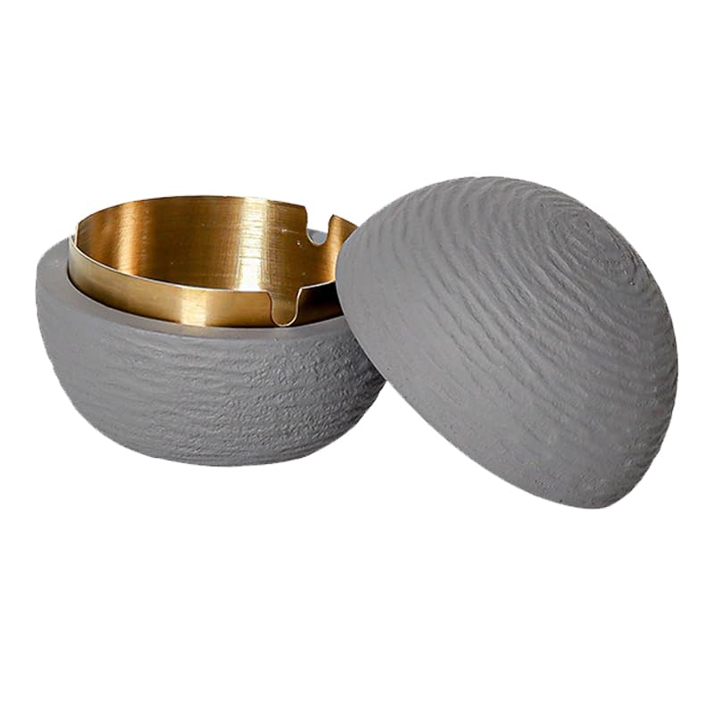 Aschenbecher mit Deckel - Aschenbecher für Draussen Innen - Outdoor Minimalismus Schwarz Weiss Grau