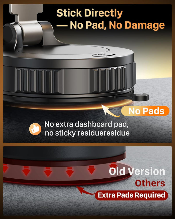 YOSH Vakuum Handyhalterung Auto für MagSafe, Starke Saugkraft mit Twist-Lock, 360° drehbare Basis &