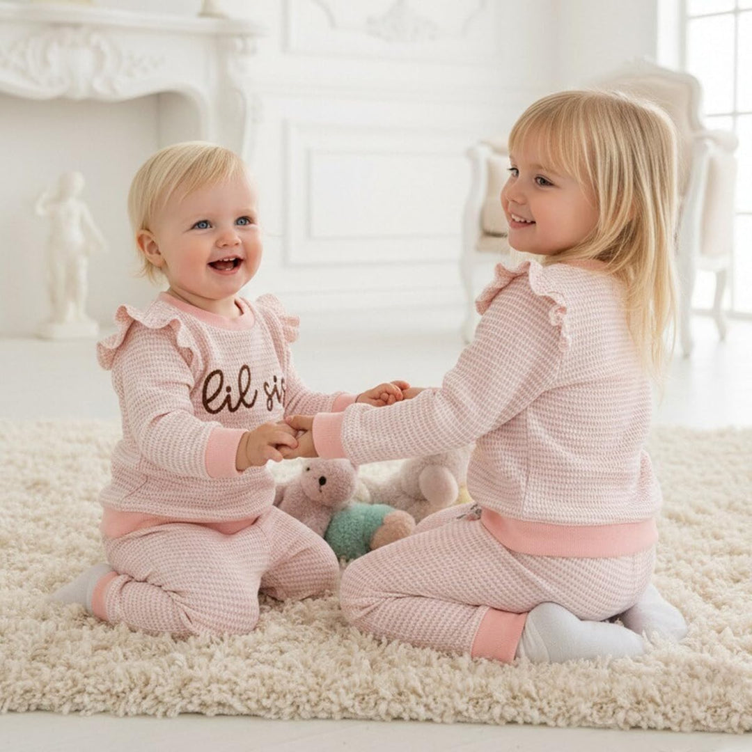 Kleinkind Baby Mädchen Herbst Kleidung Rüschen Langarm Süsses Print Streifen Sweatshirt Top und Hose