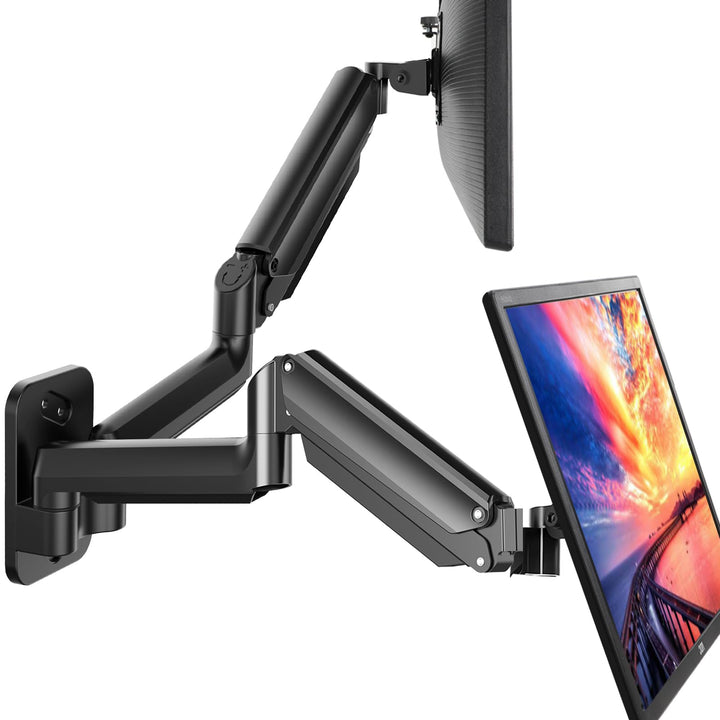 HUANUO Monitor Wandhalterung 2 Monitore, für 17-32 Zoll Bildschirme, Wandhalterung Monitor mit Gasfe
