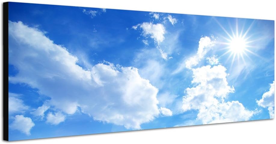 Paul Sinus Art Panoramabild auf Leinwand und Keilrahmen 150x50cm Himmel Wolken Sonne Hintergrund