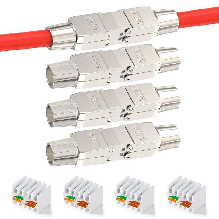 songyea 4×RJ45 Verbinder, Werkzeugloser Netzwerkkabelverbinder, RJ45 Stecker CAT5e, CAT6, CAT7 Verle