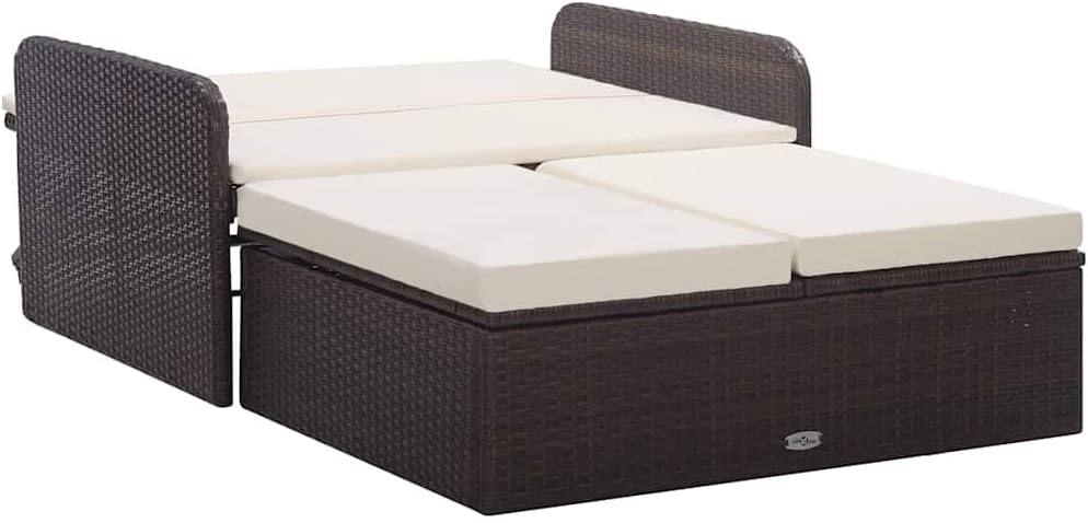 vidaXL Gartenmöbel 2-TLG. mit Auflagen Lounge Garten Sofa Fusshocker Hocker Sitzgruppe Gartenset Gar