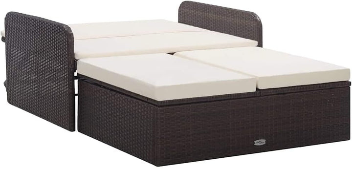 vidaXL Gartenmöbel 2-TLG. mit Auflagen Lounge Garten Sofa Fusshocker Hocker Sitzgruppe Gartenset Gar