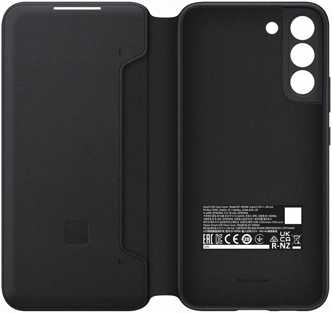 Samsung EF-NS906PBEGEW Led View Smartphone Cover für Galaxy S22+, Handy Hülle, Led Anzeige, Kartenha