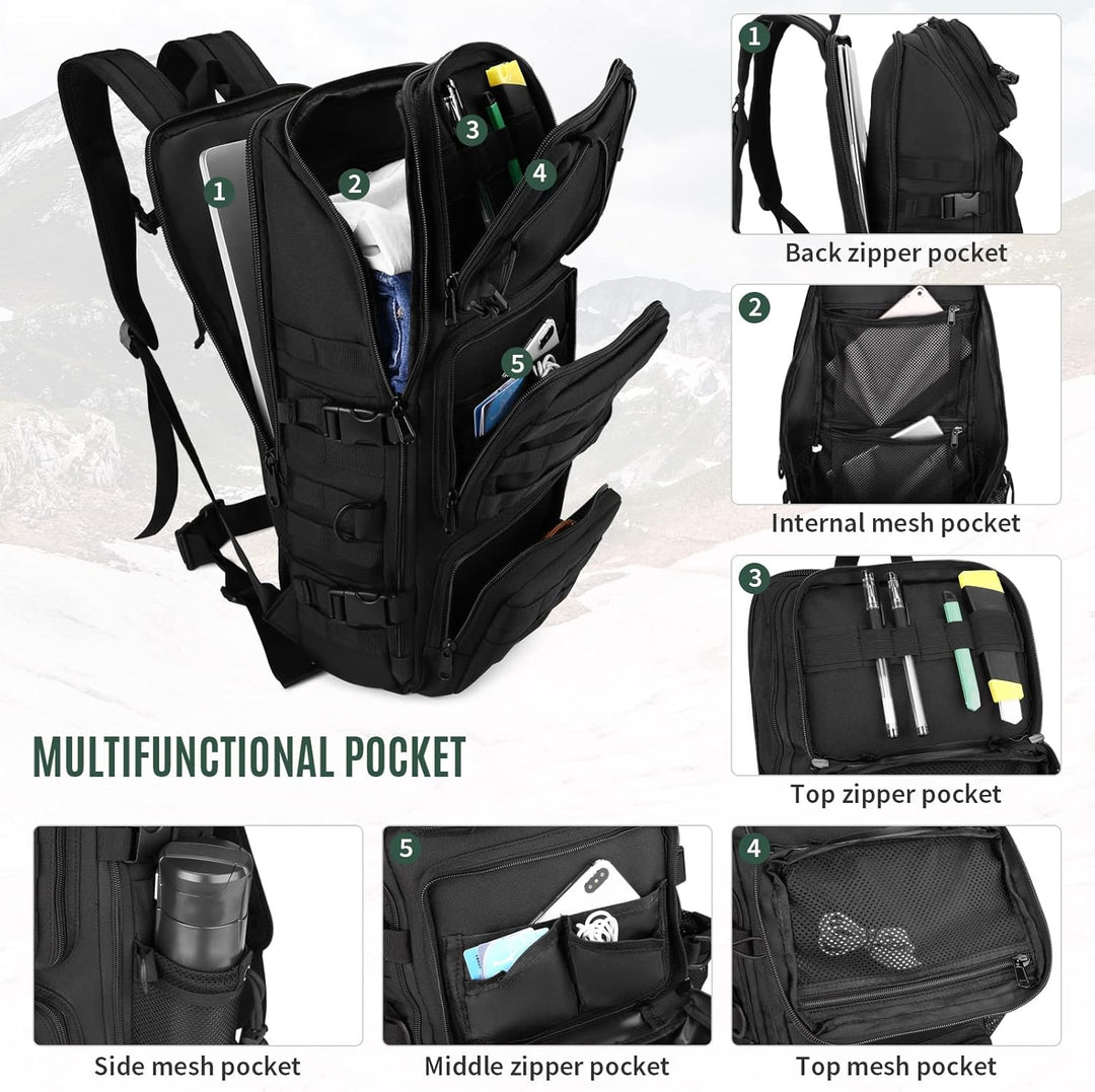 Molle Rucksack Herren Wanderrucksack Taktischer Backpack Schulrucksack 900D Nylon Mehrere Tasche Day