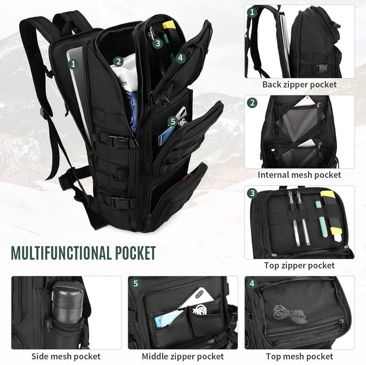Molle Rucksack Herren Wanderrucksack Taktischer Backpack Schulrucksack 900D Nylon Mehrere Tasche Day