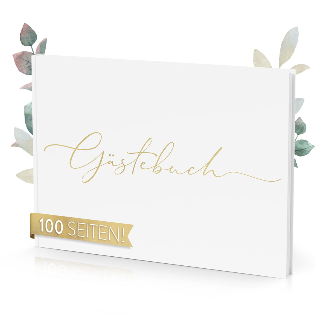 TWIVEE - Gästebuch - für Hochzeit, Geburtstag, Babyparty, Ferienwohnung etc. - 100 blanko Seiten wei