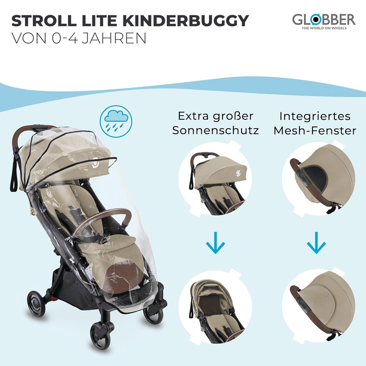 GLOBBER STROLL LITE Kinderwagen – Baby Stroller bis 22 kg - Buggy klein zusammenklappbar - Reisebugg