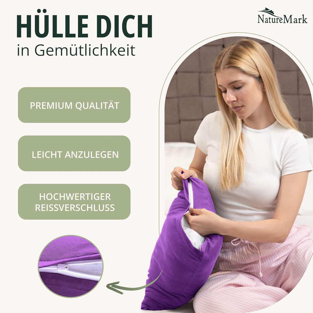 NatureMark 2er Set Jersey Kissenbezüge – Elastisch, weich, atmungsaktiv und hautfreundlich – Waschba