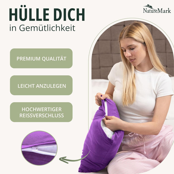 NatureMark 2er Set Jersey Kissenbezüge – Elastisch, weich, atmungsaktiv und hautfreundlich – Waschba