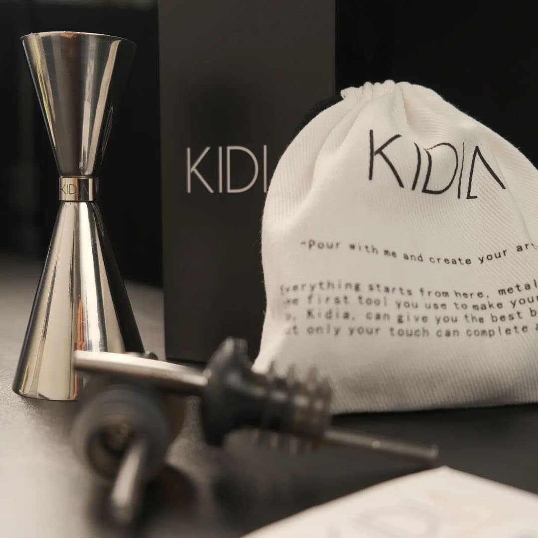 Kidia Doppel Jigger - Doppelter Cocktail-Messbecher mit 30ml & 60ml Füllinhalt - 304 Edelstahl mit C