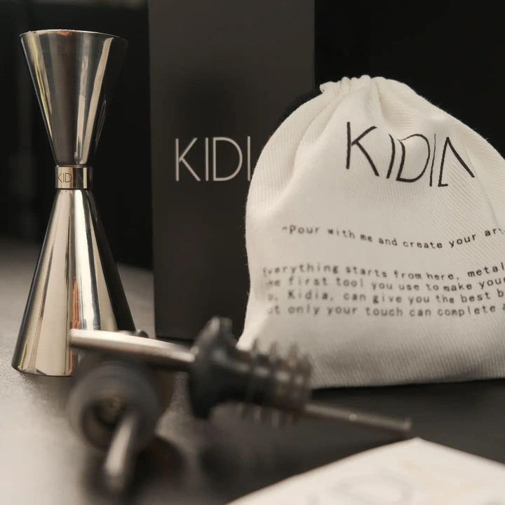 Kidia Doppel Jigger - Doppelter Cocktail-Messbecher mit 30ml & 60ml Füllinhalt - 304 Edelstahl mit C