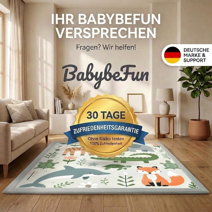 BabybeFun Krabbelmatte Baby - kuschelig weich - 3cm Dicke Spielmatte - schützt vor Stössen - Teppich
