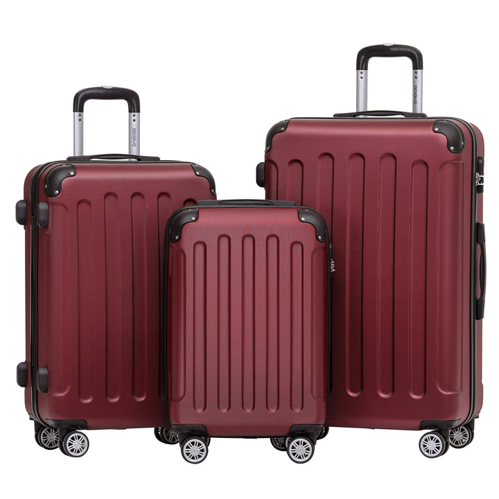 BEIBYE Zwillingsrollen Hardcase Reisekoffer Koffer Trolleys Hartschale in XL-L-M in 14 Farben (Weinr