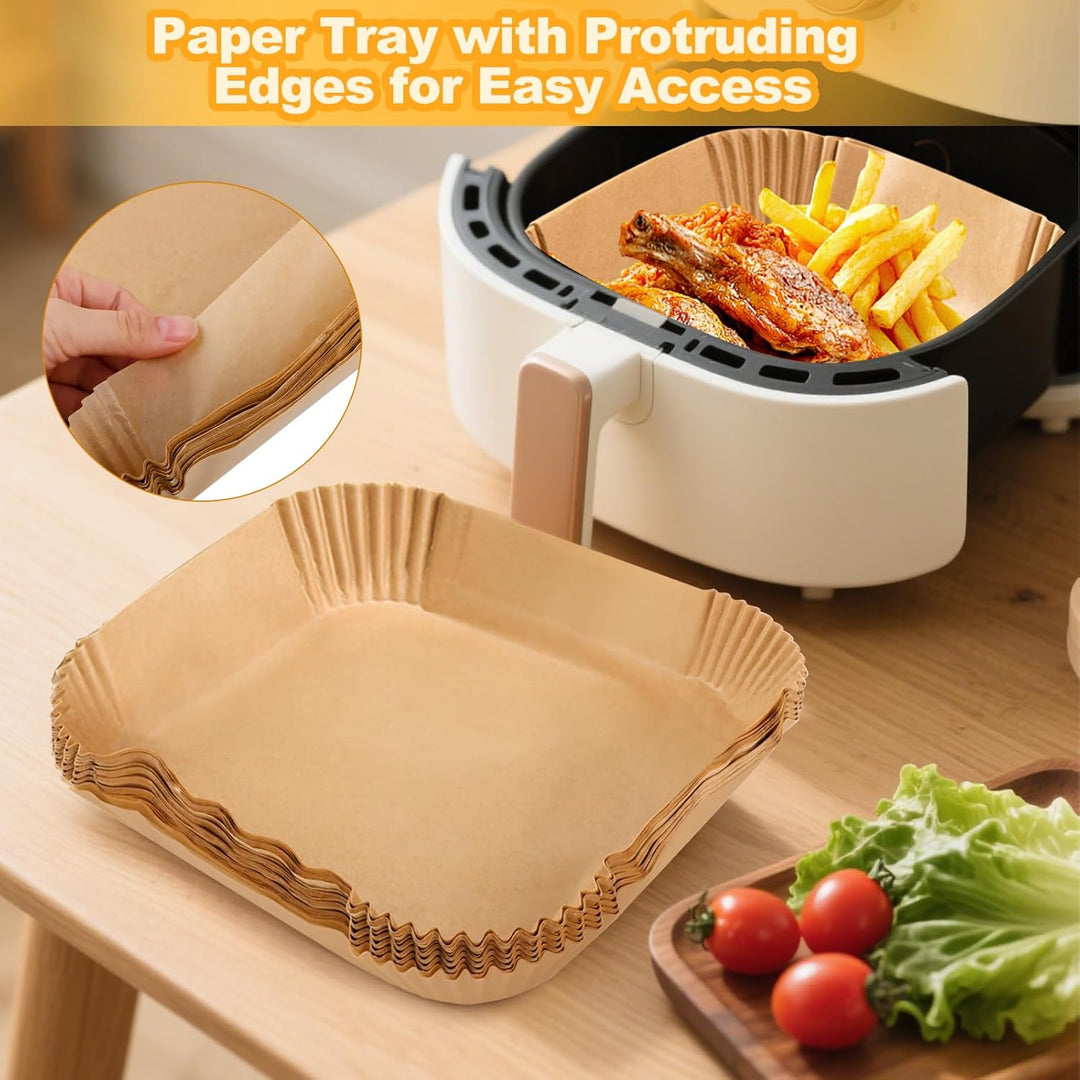 120 Stück 23-27cm Backpapier für Heissluftfritteuse, 7L-12L Airfryer Backpapier Antihaft Wasserdicht