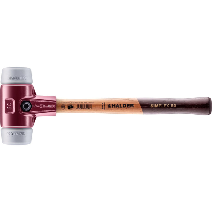 SIMPLEX-Schonhammer, TPE-mid; mit Tempergussgehäuse und hochwertigem Holzstiel | D=50 mm | 3003.050