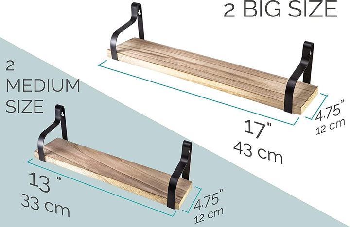 Nature Supplies | 4er-Set Rustikale Schweberegale | Regale Für Wände | Wandregal Holz | Regale &amp; Abl