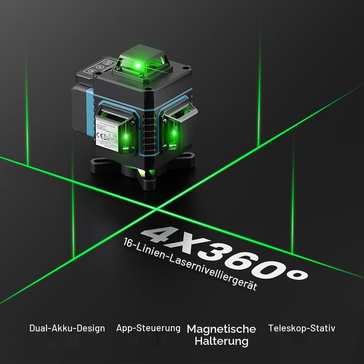 Laser-Nivelliergerät 360, Weytoll 4D 16 Linien 3° Laser Nivellierwerkzeug mit automatischer Nivellie