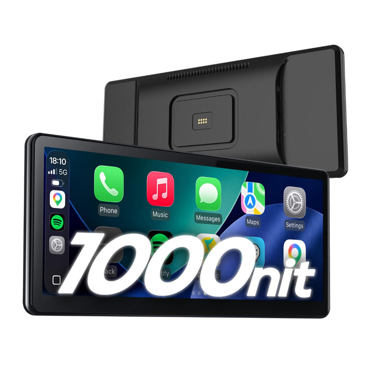 CarpodGo T4 8,9" 60 fps – Tragbares Auto-Display mit kabellosem & kabelgebundenem CarPlay, unterstüt