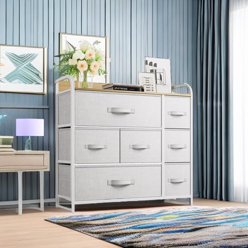 YITAHOME Kommode mit Schubladen, Schrank mit 7 Schubladen aus Stoff, Aufbewahrungskommode Industrial