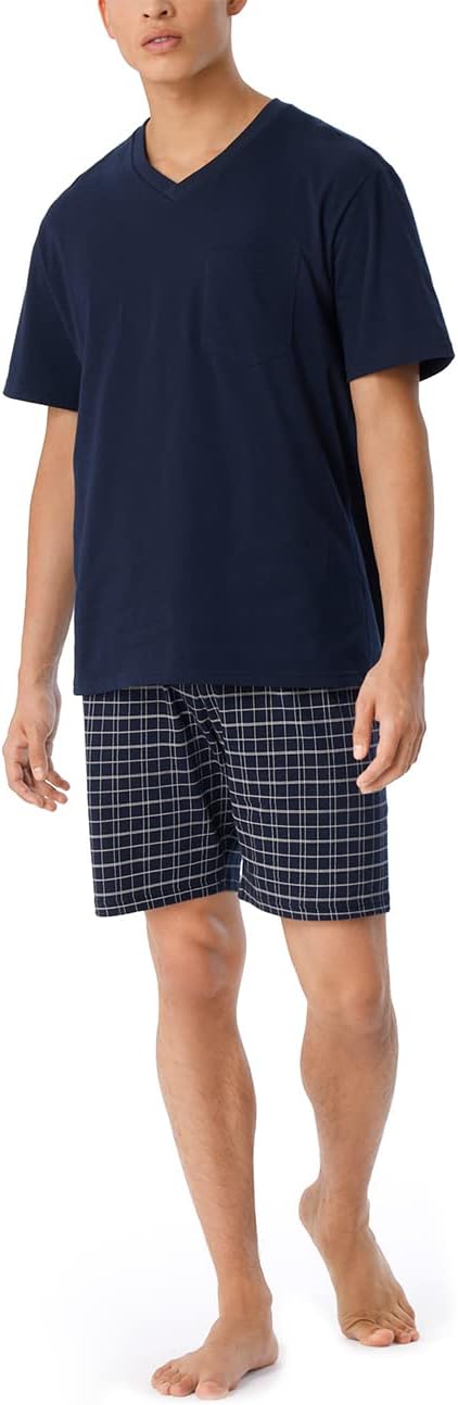 Schiesser Herren kurzer Schlafanzug Pyjama Kurz - 182200 50 Blau_159636, 50 Blau_159636