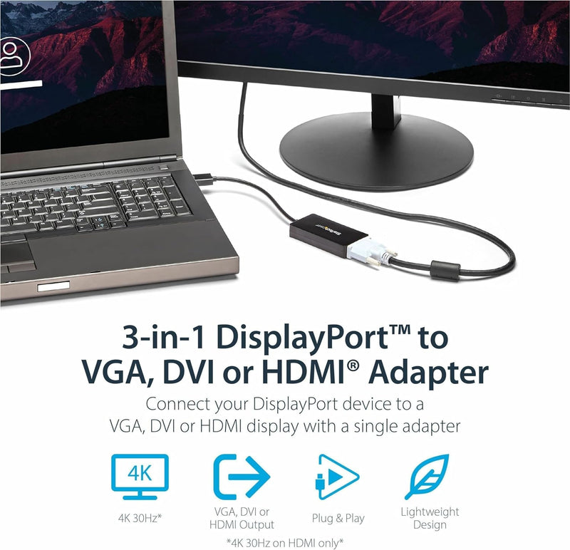 StarTech.com 3 in 1 DisplayPort-Adapter - HDMI auf DisplayPort Adapter - DisplayPort auf Monitor-Ada