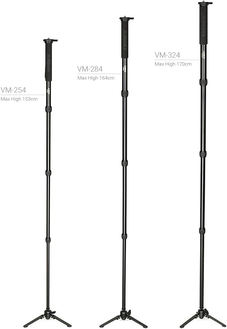 Jusino Aluminium-Monopod mit abnehmbarem Fuss/Tischstativ (6kg Belastbarkeit, Schnelldrehverschlüsse