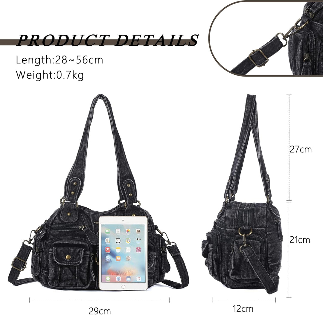 Angel Kiss Damen Handtasche 2 Hauptfächer Multifunktionale Handtasche Weich PU Leder Tasche mit Reis