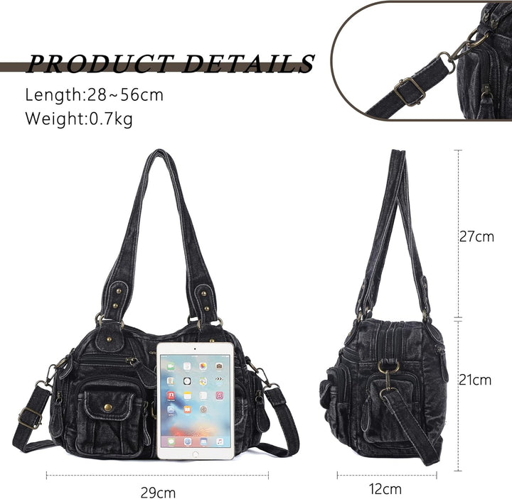 Angel Kiss Damen Handtasche 2 Hauptfächer Multifunktionale Handtasche Weich PU Leder Tasche mit Reis