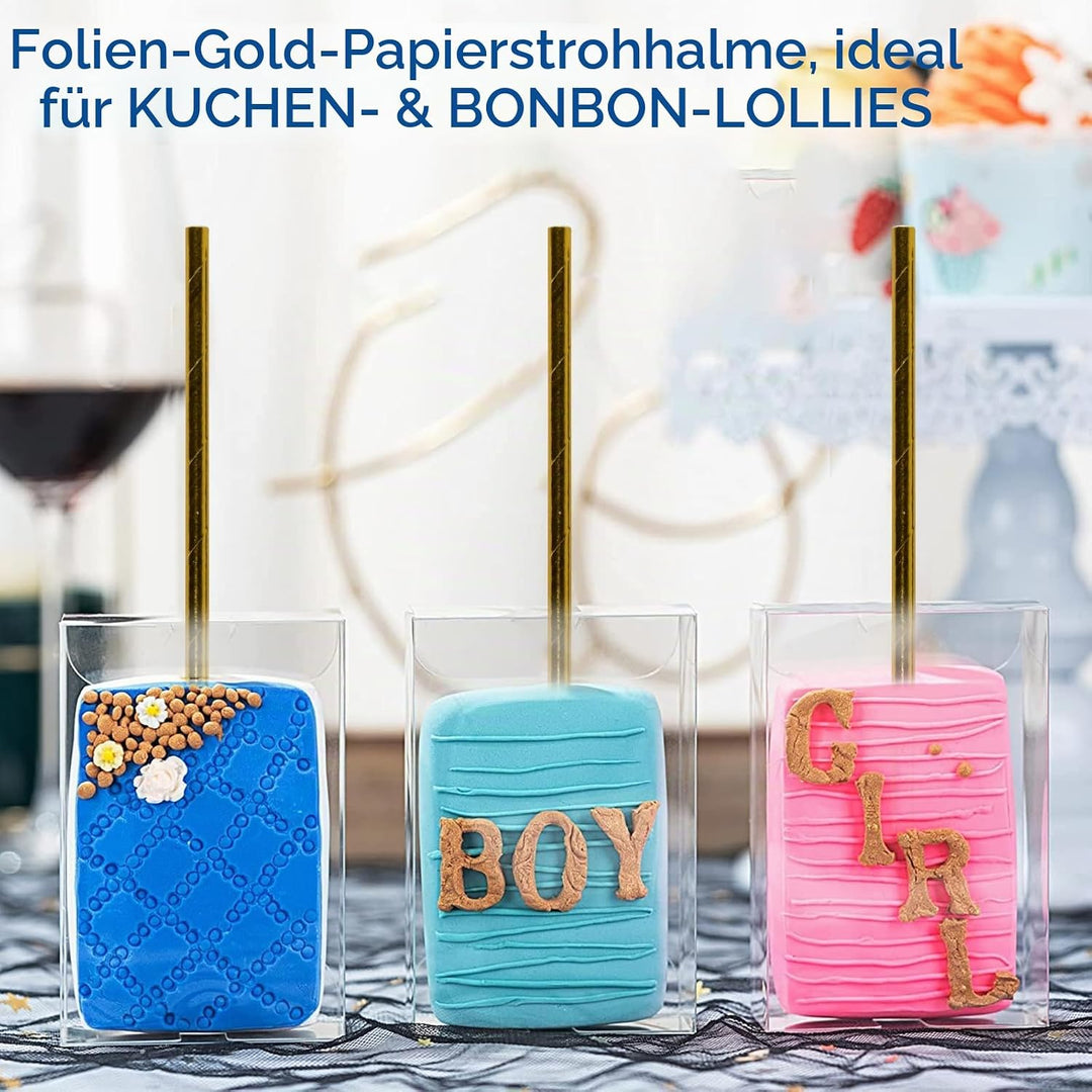 19,7 x 0,6 cm Einweg Trinkhalme aus Goldenem Papier 500 Stück für Cocktails, Hochzeiten, Partys, Sta