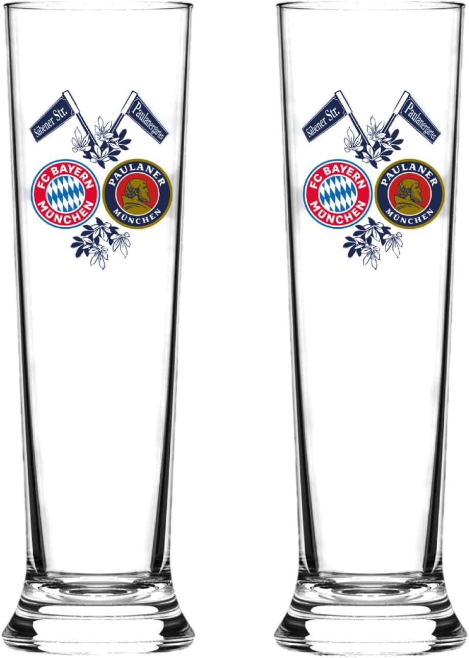 FC Bayern München Pilsstange - Doppellogo - 2er Set Pilsglas Bierglas Glas FCB