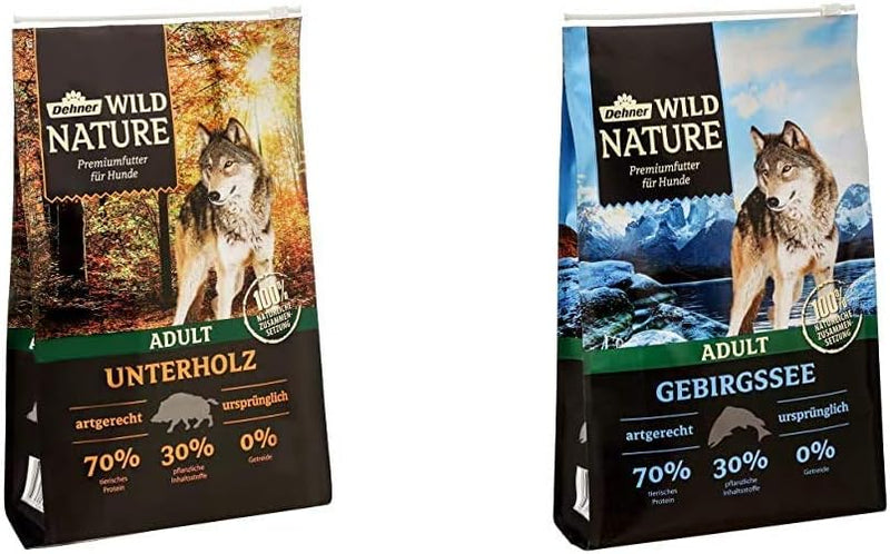 Dehner Wild Nature Hundetrockenfutter Adult, Unterholz, 4 kg & Wild Nature Hundetrockenfutter Adult,