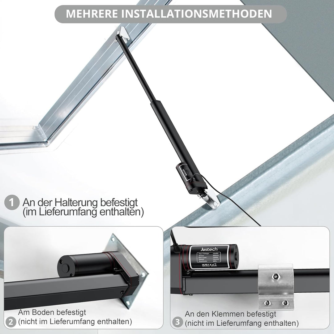 Justech Linear Actuator 300mm/12in Linearantrieb 1500N/330 LBS IP65 10mm/s Motor Lineartechnik Aktua