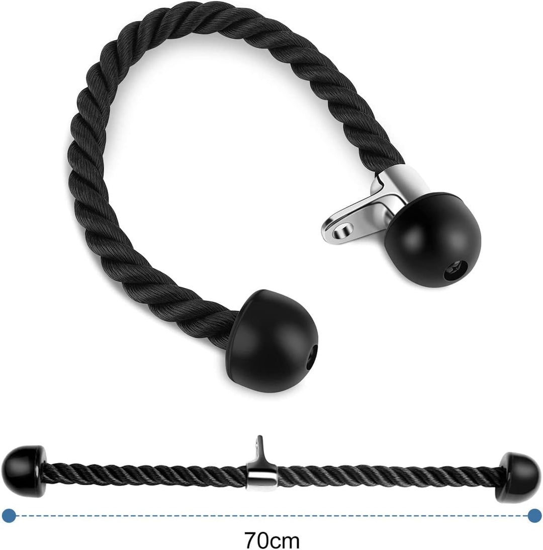 Wakects Trizeps Trainingsgerät, Trizepseil Pull Down Widerstandsseil, Fitness Tricepseil, Schwarz, 7
