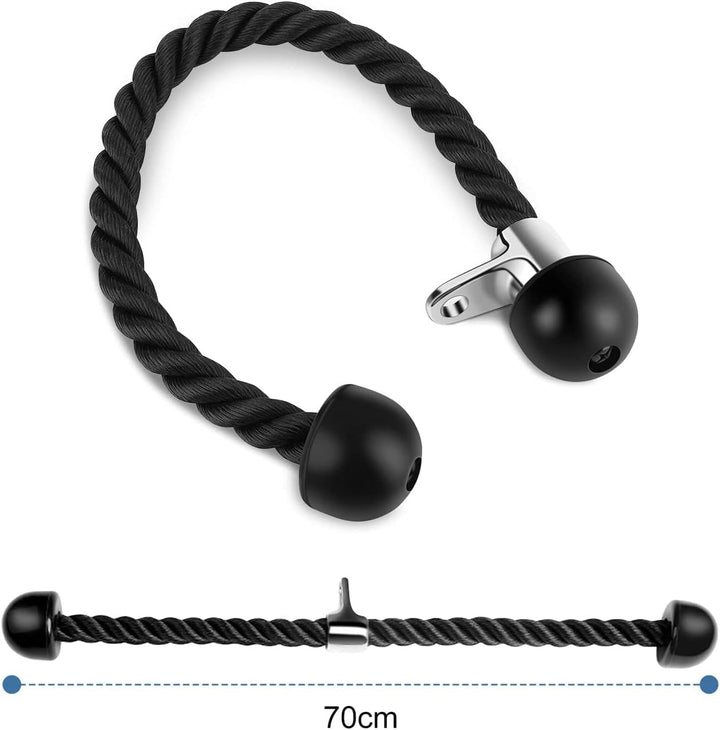 Wakects Trizeps Trainingsgerät, Trizepseil Pull Down Widerstandsseil, Fitness Tricepseil, Schwarz, 7