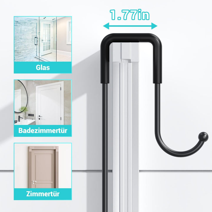 FINIBO Duschablage Zum Hängen Schwarz, Duschregal Ohne Bohren für Duschtüren, Duschregal zum Hängen