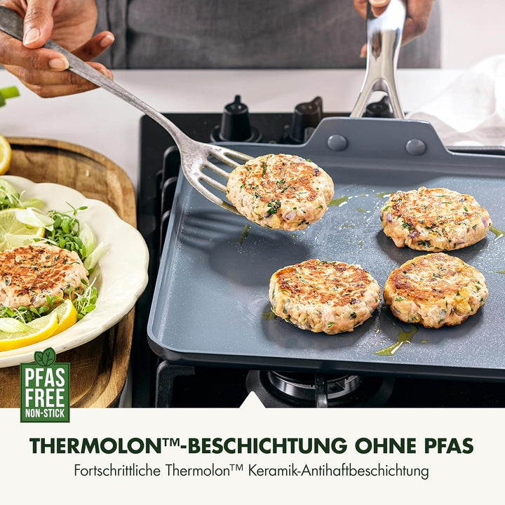 GreenPan Valencia Pro Harteloxierte Gesunde Keramik Antihaft 28 cm Quadratische Grillpfanne, PFAS-fr