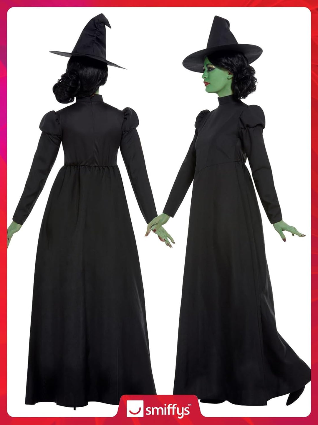 Wicked Witch Costume, Black, with Dress &amp; Hat, (M) M - UK Size 12-14 Schwarz, M - UK Size 12-14 Schw